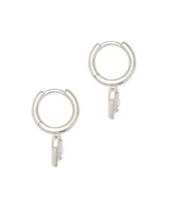 Ari Heart Silver Huggie Earrings In Ivory Mother-of-Pearl -Jewelry Shop kendra scott ari heart huggie earring rhodium ivory mother of pearl 01 lg