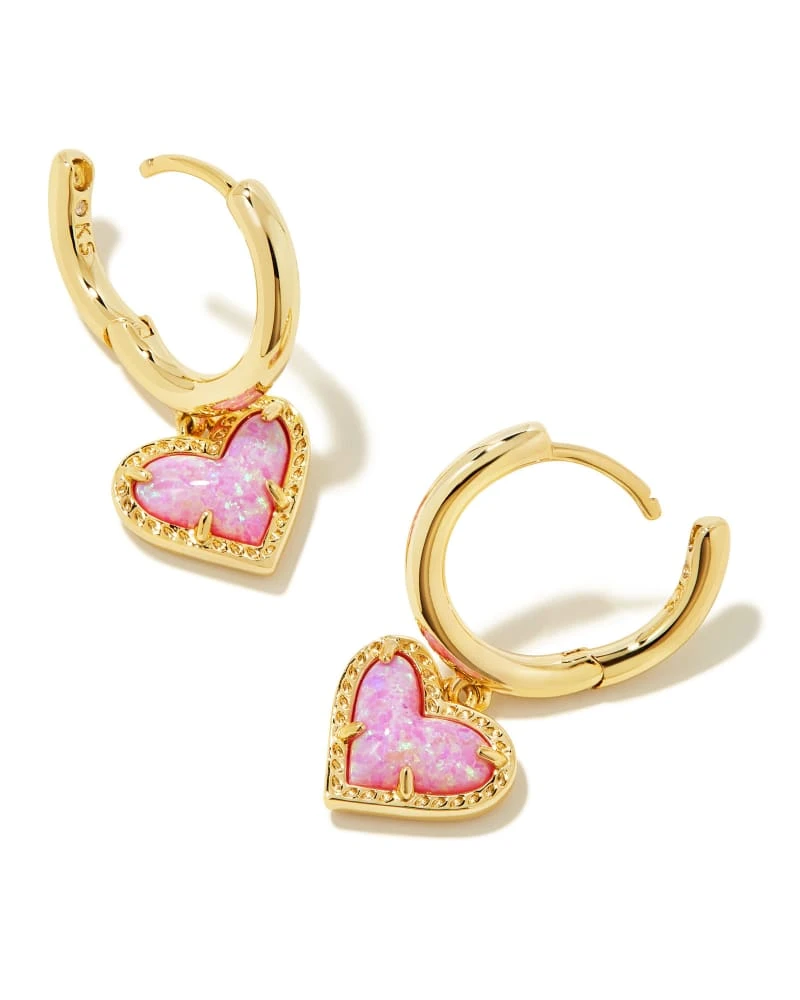 Jewelry Shop -Jewelry Shop kendra scott ari heart huggie earrings gold bubblegum pink kyocera opal 01