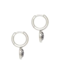 Ari Heart Silver Huggie Earrings In Platinum Drusy -Jewelry Shop kendra scott ari heart huggie earrings rhodium platinum drusy 01 lg