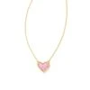 Ari Heart Gold Pendant Necklace In Bubblegum Pink Kyocera Opal -Jewelry Shop kendra scott ari heart pendant necklace gold bubblegum pink kyocera opal 01