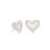 Ari Heart Silver Stud Earrings In Ivory Mother-of-Pearl -Jewelry Shop kendra scott ari heart stud earring rhodium ivory mop 00 lg