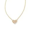 Ari Gold Pave Crystal Heart Necklace In White Crystal -Jewelry Shop kendra scott ari pave crystal heart necklace gold white cz 00
