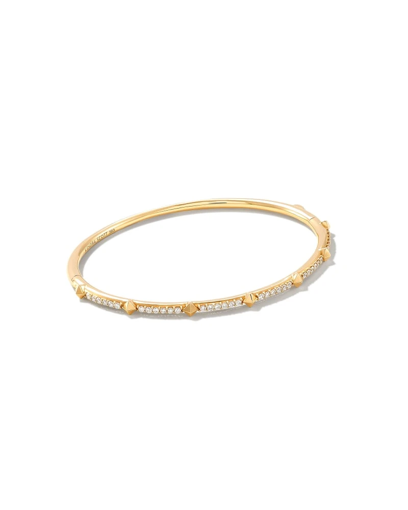 Astrid 14k Yellow Gold Bangle Bracelet In White Diamond 3 Astrid 14k Yellow Gold Bangle Bracelet In White Diamond