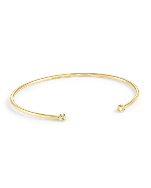 Audrey 14k Yellow Gold Cuff Bracelet In White Diamond -Jewelry Shop kendra scott audrey cuff bracelet 14k yellow gold white diamond 00 lg