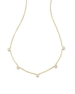 Audrey 14k Yellow Gold Strand Necklace In White Diamond