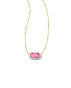 Barbie™ X Kendra Scott Gold Elisa Satellite Reversible Necklace In Pink Iridescent Glitter Glass -Jewelry Shop kendra scott barbie elisa satellite reversible necklace gold pink iridescent glitter glass 01 00