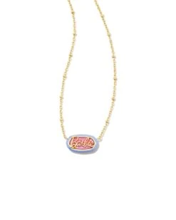 Barbie™ X Kendra Scott Gold Elisa Satellite Reversible Necklace In Pink Iridescent Glitter Glass