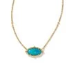 Baroque Elisa Vintage Gold Pendant Necklace In Variegated Dark Teal Magnesite -Jewelry Shop kendra scott baroque elisa pendant necklace vintage gold teal howlite 00
