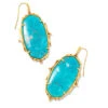 Baroque Ella Vintage Gold Drop Earrings In Variegated Dark Teal Magnesite -Jewelry Shop kendra scott baroque ella drop earrings vintage gold teal howlite 00