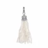 Beaded Vintage Silver Tassel Charm In Ivory Pearl -Jewelry Shop kendra scott beaded tassel white charm vintage silver 00 lg