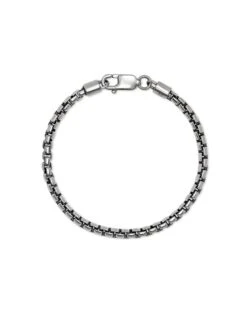 Beck Round Box Chain Bracelet In Oxidized Sterling Silver