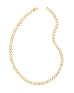 Carmen Gold Tennis Necklace In White Crystal
