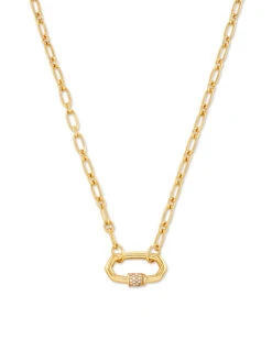 Bristol 18k Gold Vermeil Link Necklace In White Sapphire