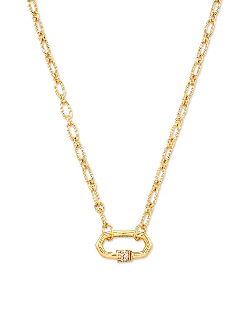 Bristol 18k Gold Vermeil Link Necklace In White Sapphire 3 Bristol 18k Gold Vermeil Link Necklace In White Sapphire