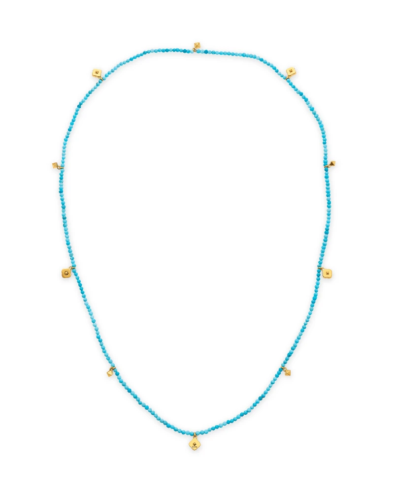 Britt Vintage Gold Convertible Stretch Necklace In Variegated Turquoise Magnesite 3 Britt Vintage Gold Convertible Stretch Necklace In Variegated Turquoise Magnesite