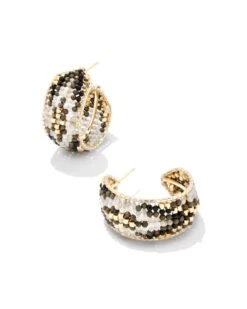 Britt Gold Hoop Earrings In Neutral Mix -Jewelry Shop kendra scott britt hoop earrings gold neutral mix 00