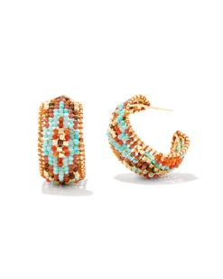 Britt Gold Hoop Earrings In Red Mix