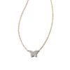Butterfly 14k Yellow Gold Pendant Necklace In White Diamond