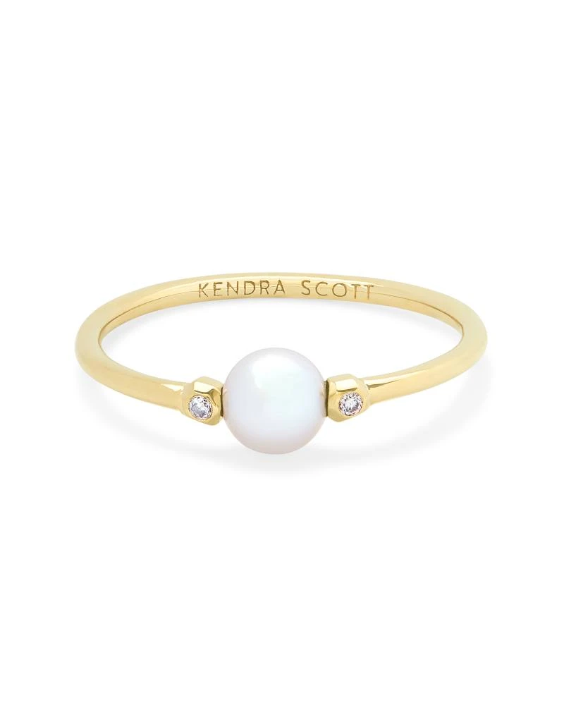 Cathleen 14k Yellow Gold Band Ring In Pearl 3 Cathleen 14k Yellow Gold Band Ring In Pearl