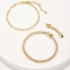 Courtney Gold Paperclip Bracelet Set Of 2 In White Crystal -Jewelry Shop kendra scott courtney paperclip bracelet set gold white crystal 00