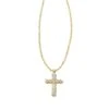 Cross Gold Pendant Necklace In White Crystal -Jewelry Shop kendra scott cross crystal pendant gold white cz 00