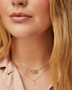 Cross 14k Yellow Gold Pendant Necklace In White Diamonds -Jewelry Shop kendra scott cross pendant necklace 14k gold white diamond 01 lg