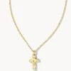 Cross Pendant Necklace In Gold -Jewelry Shop kendra scott cross pendant necklace gold 00