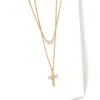 Cross Gold Pendant Necklace Layering Set In White Crystal -Jewelry Shop kendra scott cross pendant necklace layering set gold white crystal 00