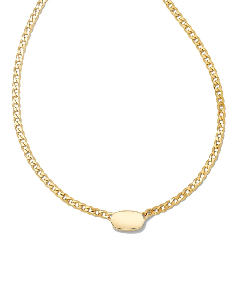 Fern Metal Curb Chain Necklace In 18k Gold Vermeil 3 Fern Metal Curb Chain Necklace In 18k Gold Vermeil
