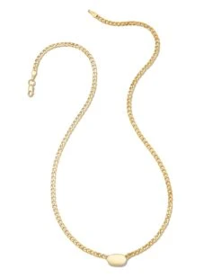 Fern Metal Curb Chain Necklace In 18k Gold Vermeil 5 Fern Metal Curb Chain Necklace In 18k Gold Vermeil -Jewelry Shop kendra scott curb chain necklace 18k gold vermeil 01