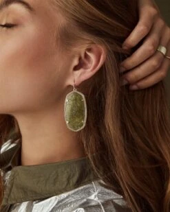 Danielle Rose Gold Earrings In Ivory Pearl -Jewelry Shop kendra scott danielle earring gold olive epidote 03 lg 1