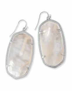Danielle Silver Drop Earrings In Ivory Mother-of-Pearl