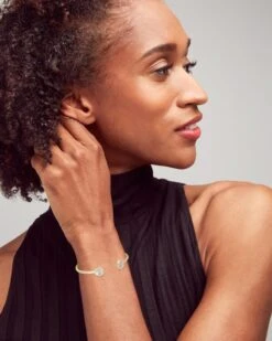 Davie Gold Cuff Bracelet In Dichroic Glass -Jewelry Shop kendra scott davie cuff bracelet gold dichroic glass 03 lg