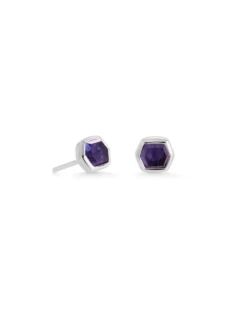 Davie Sterling Silver Stud Earrings In Blue Iolite