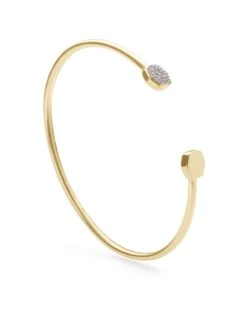 Davis 18k Gold Vermeil Cuff Bracelet In White Diamond -Jewelry Shop kendra scott davis bracelet gold white diamond 01 lg
