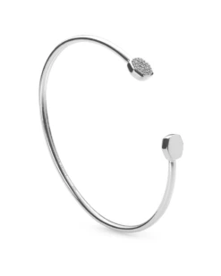 Davis Sterling Silver Cuff Bracelet In White Diamond -Jewelry Shop kendra scott davis bracelet silver white diamond 01 lg
