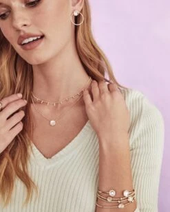 Davie Gold Cuff Bracelet In Dichroic Glass -Jewelry Shop kendra scott davis cuff bracelet gold dichroic glass 02 lg