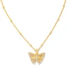 Delicate Butterfly 18k Gold Vermeil Pendant Necklace In White Sapphire