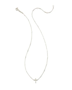 Delicate Cross Pendant Necklace In 14k White Gold -Jewelry Shop kendra scott delicate cross pendant necklace 14kt white gold 01