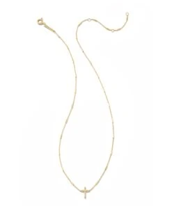 Delicate Cross Pendant Necklace In 14k Yellow Gold -Jewelry Shop kendra scott delicate cross pendant necklace 14kt yellow gold 01