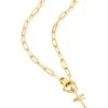 Paperclip Cross Charm Necklace In 18k Gold Vermeil -Jewelry Shop kendra scott demi cross charm chase 00