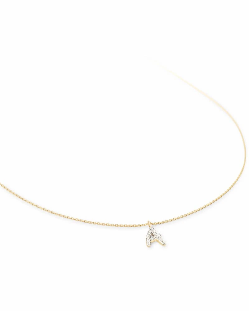 Diamond Letter A Pendant Necklace In 14k Yellow Gold 3 Diamond Letter A Pendant Necklace In 14k Yellow Gold