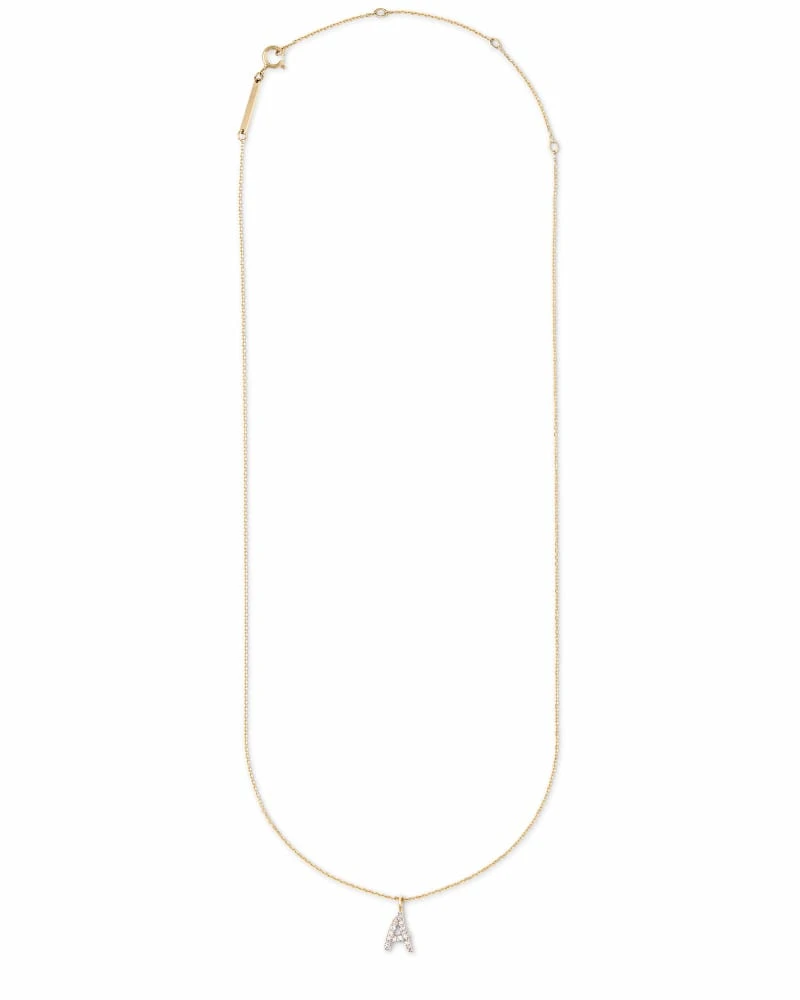 Diamond Letter A Pendant Necklace In 14k Yellow Gold 4 Diamond Letter A Pendant Necklace In 14k Yellow Gold - Image 2