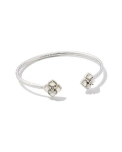 Dira Stone Silver Cuff Bracelet In Ivory Mix