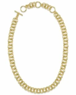18 Inch Double Chain Link Necklace In Gold