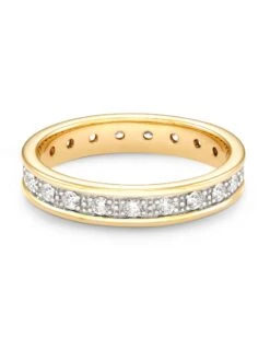 Drew 14k Yellow Gold Band Ring In White Diamond