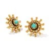 Dryden Vintage Gold Stud Earrings In Variegated Turquoise Magnesite -Jewelry Shop kendra scott dryden earring vintage gold variegated turquoise magnesite 00