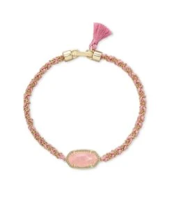 Elaina Gold Friendship Bracelet In Rose Quartz