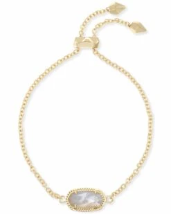 Elaina Gold Adjustable Chain Bracelet In Ivory Pearl