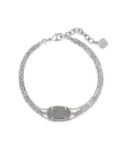 Elaina Silver Multi Strand Bracelet In Platinum Drusy